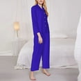 thumbnail image 4 of Kll Darkblue Print Women'S Long Sleeve Pajamas With Pants Sleepwear Loungewear 2 Set-X-Large, 4 of 9