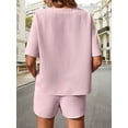 thumbnail image 6 of EASYBRAUS Women Batwing Sleeve Top and Shorts Set Summer 2025 Casual Two Piece Outfit S-XXL, 6 of 7