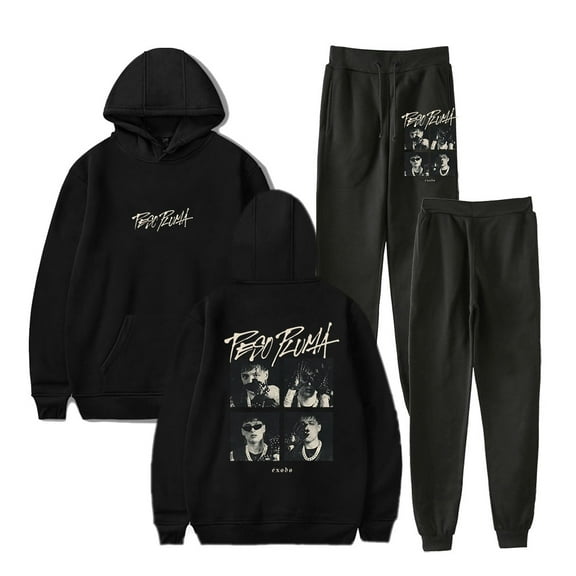 Peso Pluma Exodo Portraits Hoodies Jogger Pants Set 2024 Tour Merch Pullovers Women Men Fashion Casual Sweatshirts