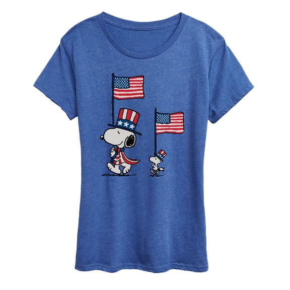 Peanuts - Snoopy Woodstock Flags & Hats - Women's Short Sleeve Graphic T-Shirt
