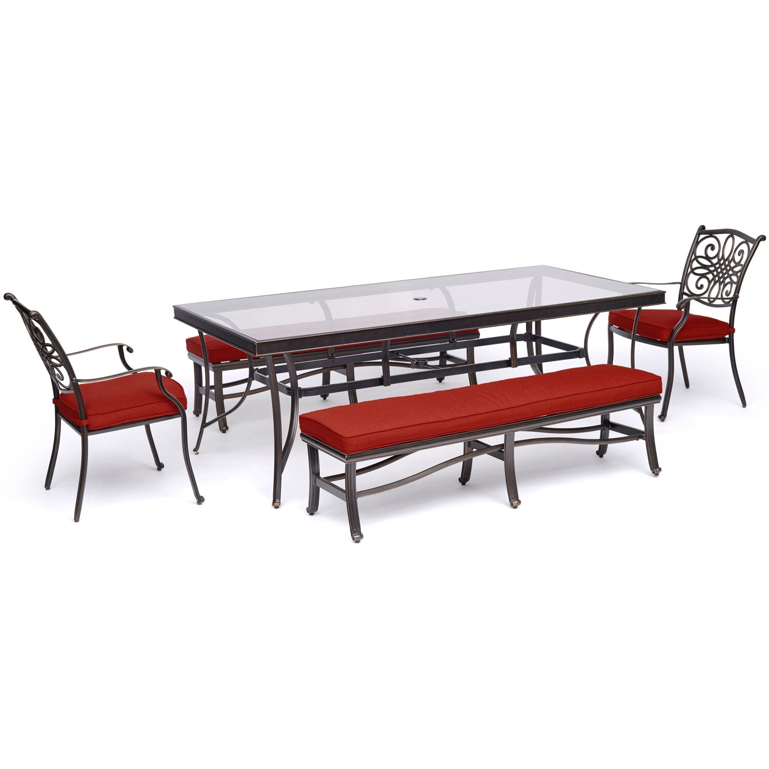 Hanover Traditions 5Piece Patio Dining Set in Red with 2 Swivel
