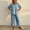 Light Blue, variant on Morrtic Women's Eyelet Spliced 2 Piece Solid Color Set – Round Neck Half Sleeve Blouse & Wide-Leg Pants, Summer Casual Outfit Dark Blue,S