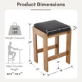 thumbnail image 6 of Guyou 27" Farmhouse Wooden Bar stools, Backless Saddle Counter Height Stools with Upholstered Cushion for Kitchen Island/Counter/Bar, PU Black(Set of 2), 6 of 7