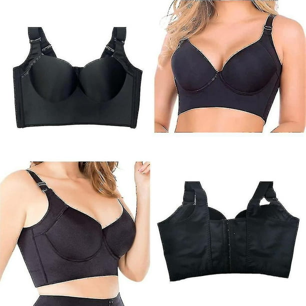 Womens Deep Cup Bra Hide Back Fat Full-Back Coverage Push Up Stylish Sports  Bras