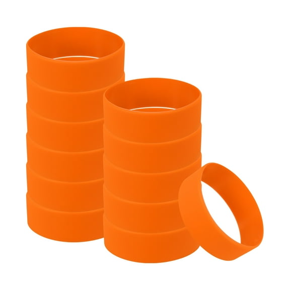 Uxcell Silicone Bracelets Rubber Wristbands Blank Broaden Elastic Sports Bands Orange 12 Pack