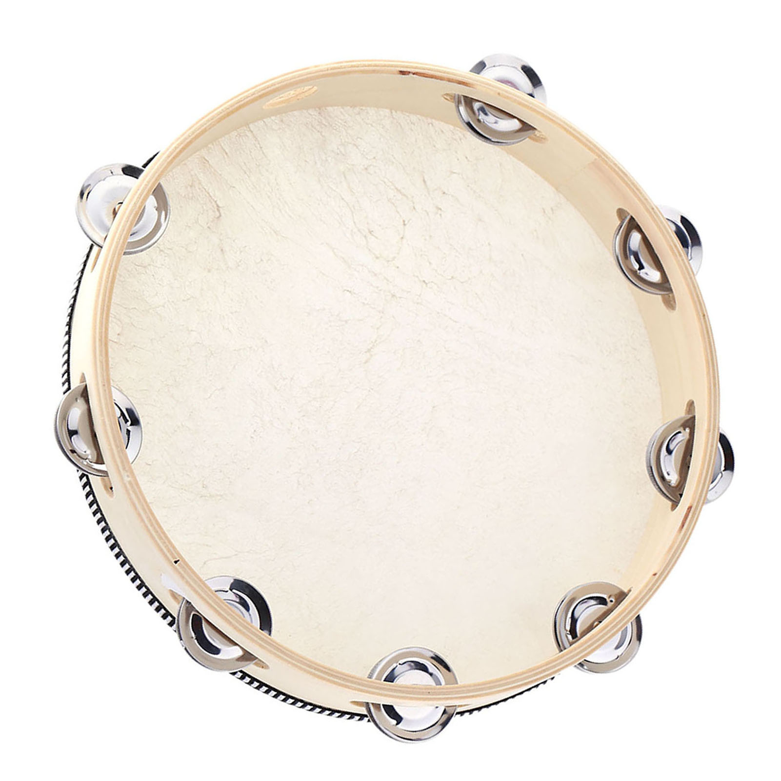 Andoer 10" Hand Held Tambourine Drum Bell Birch Metal Jingles Percussion Musical Educational Instrument for KTV Party Kids Games - image 1 of 7