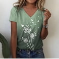 thumbnail image 3 of 2024 Summer New 3d Flower Print V-neck Short Sleeve Blouse Fashion T-shirts For Women Clothing Y2k Tee graphic t shirts, 3 of 7