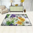 thumbnail image 2 of SKYSONIC 36x24in Flowers Butterflies Area Rug, Garden Watercolor White Non-Slip Floor Carpet for Indoor Living Dining Room Bedroom, 2 of 7
