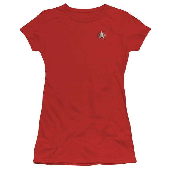 Star Trek Ds9 Command Emblem Junior Women's Sheer T-Shirt Cardinal