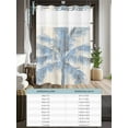 thumbnail image 6 of No Hook Cloth Fabric Shower Curtain with Snap in Liner, Blue Palm Trees Waterproof Shower Curtains Set with See Through Top Window, Vintage Summer Botanical Wooden Grain Bath Curtains Shower 36"x78", 6 of 6