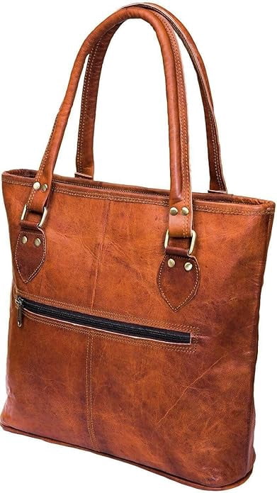 Parrys Leather World Women's Leather Tote Shoulder Handbag Briefcase, 1-Piece, Brown