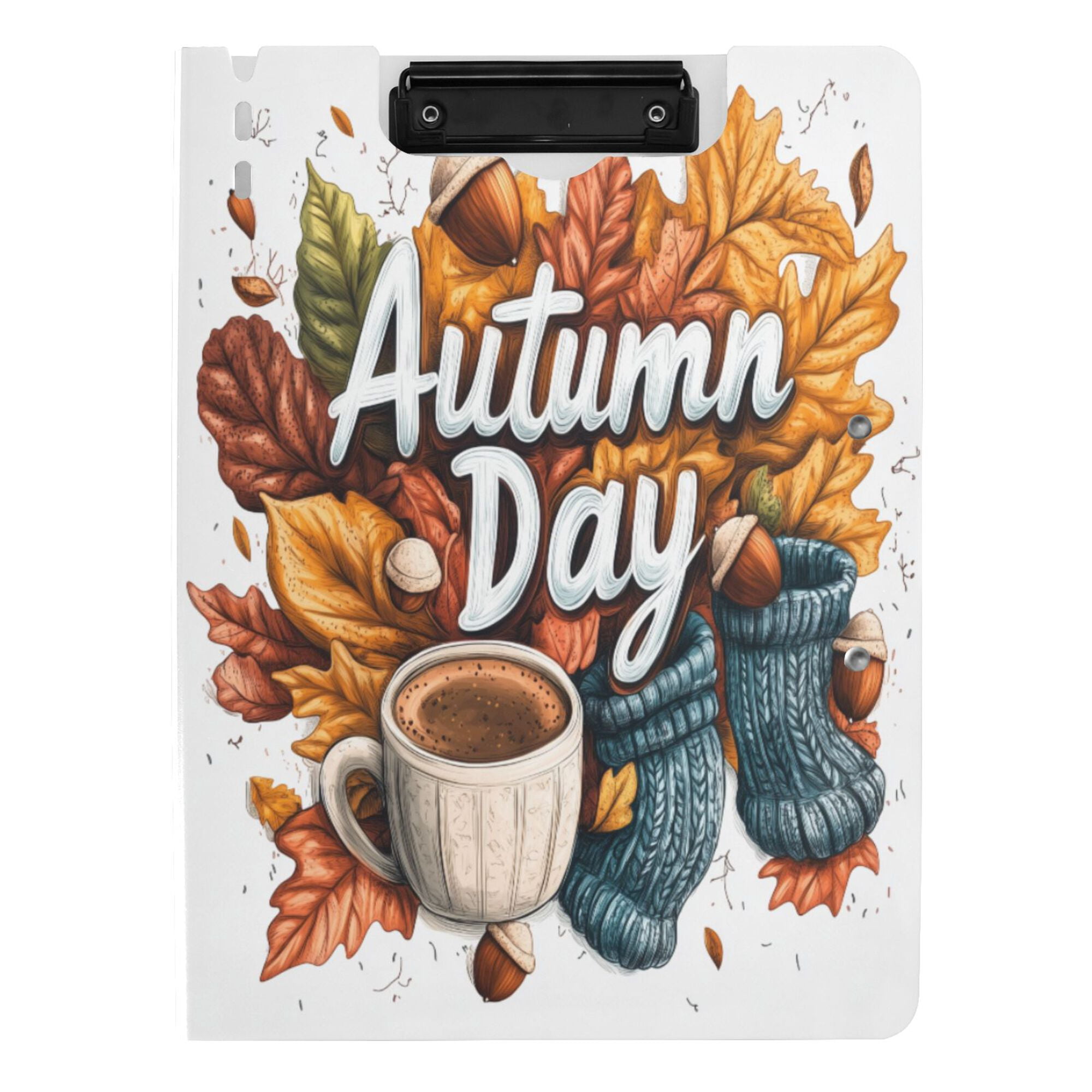 FORMRS A4 Clipboard Folder with Pen Holder Horizontal Foldable School Office Binder, Autumn Day Pattern