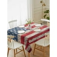 thumbnail image 2 of American Flag Rectangle Tablecloth, Vintage Blue Red USA Flag Waterproof & StainResistant Tablecloth, Washable Oil-proof Table Cover for Dining/Party/Wedding/Camping/Buffet 60x84 In, 2 of 9
