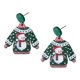 thumbnail image 2 of Pendientes de suéter navideño, pendientes de botón para mujer, regalo de Navidad, estéticos y lindos. muñeco de nieve verde, 2 of 9