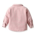 thumbnail image 3 of LIIPEE Boys Girls Shirt Long Sleeve Turndown Collar Button Plaid Shirt With Pockets Newborn Leisure Vacation Shirts,Pink,2-3 Years, 3 of 3