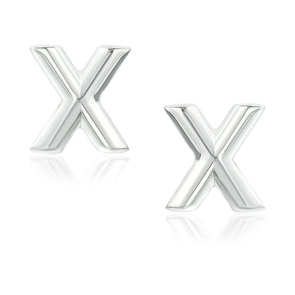 925 Sterling Silver Small Dainty Polished X Stud Earrings