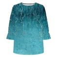 thumbnail image 5 of Viluyesy 3/4 Sleeves T-Shirt Women Round Neck Shirt Tops New Fold Loose Blouse Multicolor Size XL, 5 of 6