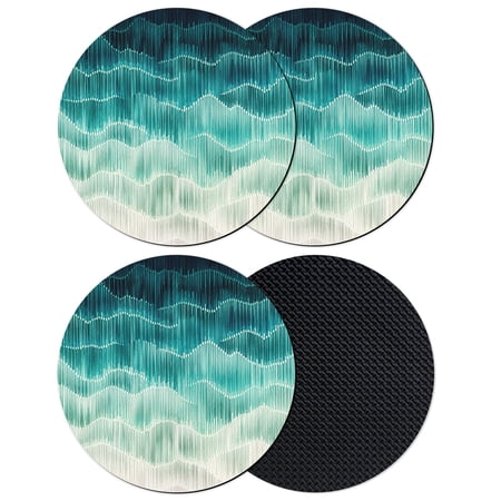 Turquoise Stripes Coasters Set of 4 Absorbent Coasters for Drinks Modern Abstract Art Waves Coaster for Desk Coffee Table Protection Home Decor House Warming Gifts 4