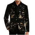 thumbnail image 4 of oelaio Christmas Blazer Men Holiday Corduroy Dinner Jackets Plus Size Sport Coats Xmas Santa Jacket Funny Outfits Party Suits Snowflake Print One Button Lapel Blazers with Pockets Black L, 4 of 8