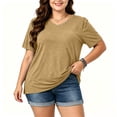 thumbnail image 6 of Bixock Plus Size Women Tops Maternity T Shirts Blouse Solid Color V Neck Short Sleeve Loose Breathable Summer Daily Office Top, 6 of 6