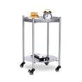 thumbnail image 4 of Round Coffee Table with Wheels 2-Tier Movable Side Tables Silver Metal Detachable Bedside Nightstand for Bedroom Living Room End Tables Next To Sofa (Silver Gray), 4 of 9