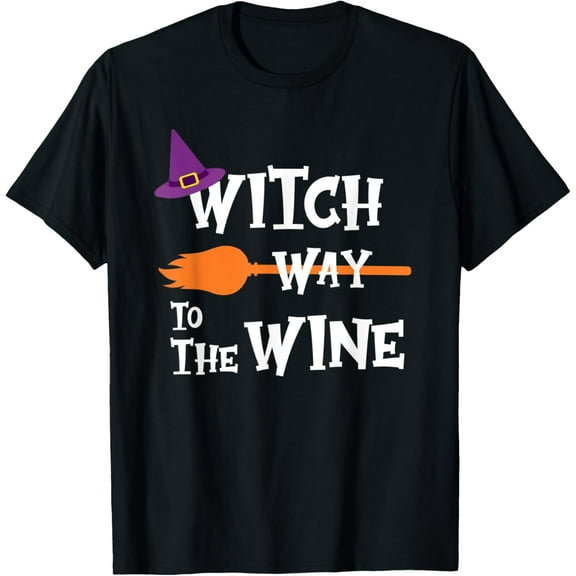 Witch Way To The Wine Funny Halloween Drinking Top Women Men T-Shirt
