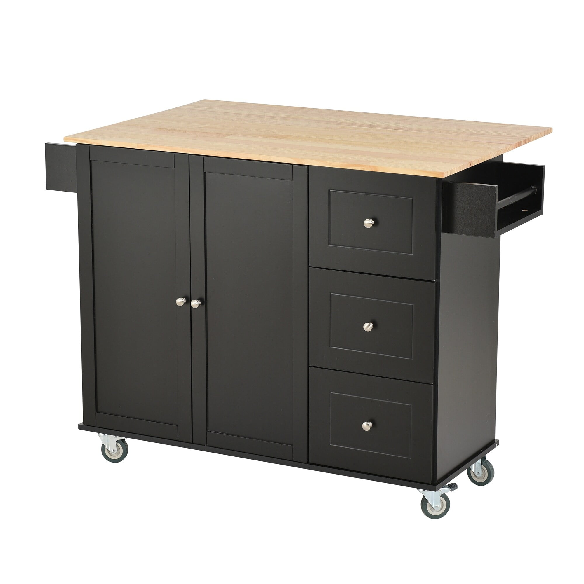 Rolling Kitchen Island, Kitchen Cart Storage W/ Locking Wheel