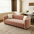 thumbnail image 6 of Mid-Century Modern Sofa for Living Room, 84" Pink Tufted Velvet Loveseat Sofa Couch, Sectional Love seat Sofa Couch with Gold Legs, Upholstered Sofa for Apartment Bedroom Apartment Home Office, 6 of 7