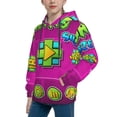 thumbnail image 2 of Lsque Geometry Dash Patten Youth Hoodie Sweatshirt Pullover with Kangaroo Pocket Boys and Girls Hoodie Warm Hoodie for Kids, 2 of 8