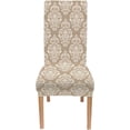 thumbnail image 3 of Baroque White and Beige Floral Ornament Graphic Damask Flower Ornament Chair Cover Removable Set of 4 Decorative Seat Slipcovers for Dining Room, 3 of 5