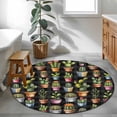 thumbnail image 3 of Tropical Cactus Round Area Rug 3.3Ft Washable Circle Rugs for Dining Room Table, Spring Summer Potted Plants Black Plaid Non-Slip Carpet Floor Mats Indoor Outdoor Carpet Runner Aesthetic Home Decor, 3 of 8