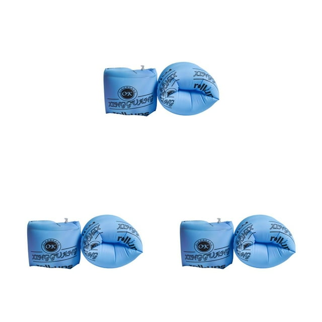 QualitChoice 2 Pieces Inflatable PVC Swim Belts Adjustable Arm Bands Tube Armlets Children Teenagers Pool Training Equipment Blue 3Set