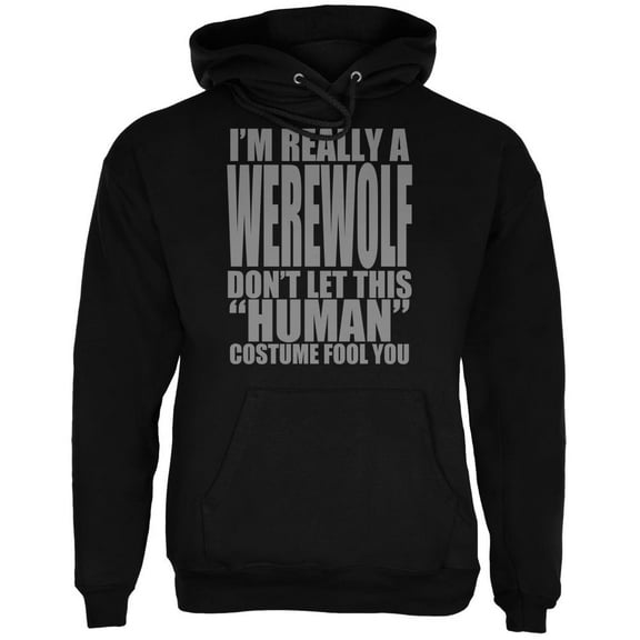 Halloween Human Werewolf Costume Mens Hoodie Black LG