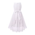 thumbnail image 2 of IBTOM CASTLE Flower Girl Dress Chiffon Flowy Ruffles Formal Dresses for Wedding Party Flower Girl Dress High Low Ruffles Bridesmaid A Line Formal Dresses 9-10 Years White, 2 of 7