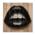 thumbnail image 3 of Designart 'Woman Lips With Black Lipstick & A Gold Chain' Modern Print on Natural Pine Wood, 3 of 5