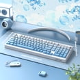 thumbnail image 2 of Freewolf-ZIYOULANG K100 99 Keys Gaming Membrane Wireless Tri-Mode BT/2.4GHz/USB-C Computer Keyboard with Media Knob & Side Printed Keys, Blue, 2 of 9