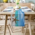 thumbnail image 2 of Table Runner Dresser Scarves 72 Inch Long, Ocean Beach Theme Starfish Seashell Linen Dining Table Runners Blue Sky Clear Water Tabletop Scarf for Wedding Holiday Party Kitchen, 2 of 7