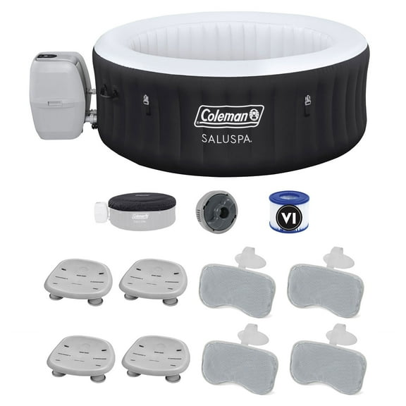 Bestway Coleman Miami Inflatable Hot Tub with 4 SaluSpa Seat and 4 Headrest Pillow
