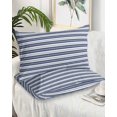 thumbnail image 2 of Navy Blue Striped Pillow Covers Standard Size 2 Pack, Farmhouse Striped Geometric Art Soft Bed Throw Pillowcases Breathable Cooling Long Lumbar Body Pillow Sham Cover for Bed Sofa 20''x26'', 2 of 7