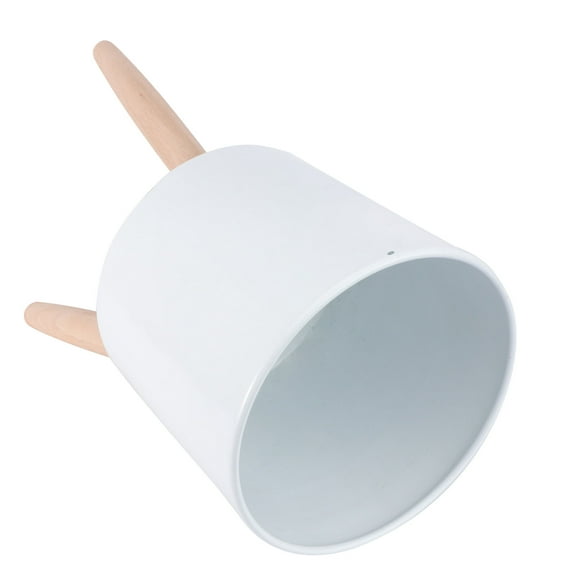 FRCOLOR Floor Standing Flower Stand Metal Flowerpot with Wooden Accent for Indoor Plants 1Set