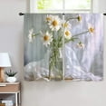 thumbnail image 3 of White Daisy Flower Kitchen Window Curtains 2 Panels 27.5W x 39H Rod Pocket Floral Plant Vase Aesthetic Art Small Short Door Decor Bathroom Drapery Treatment, 3 of 6