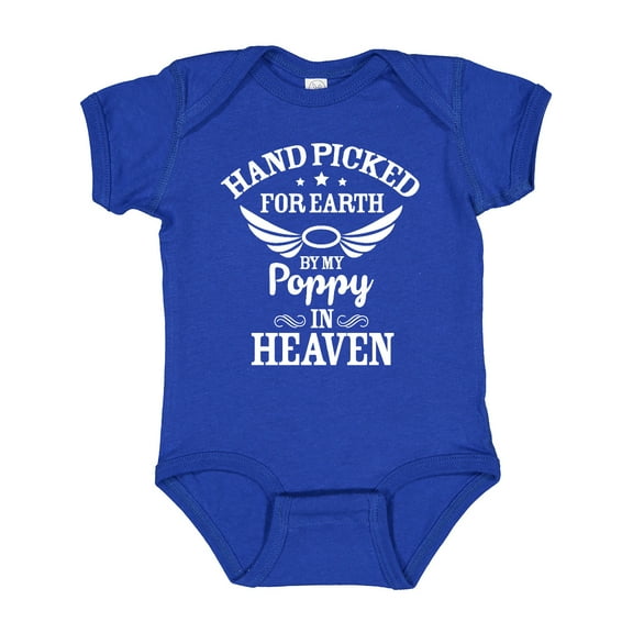 Inktastic Handpicked for Earth by My Poppy in Heaven with Angel Wings` Boys or Girls Baby Bodysuit