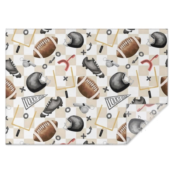 Football Equipment Checkered Pattern Rectangle Tablecloth 60"x84",Waterproof Polyester Rectangle Table Cloth, Wipeable Spillproof Polyester Tablecloth for Dining, Camping, Indoor and Outdoor