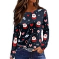 thumbnail image 3 of Mfakffe Christmas Womens Shirts Long Sleeve Crew Neck Tops Casual Christmas Graphic Shirt Lightweight Pullover Tee, 3 of 5