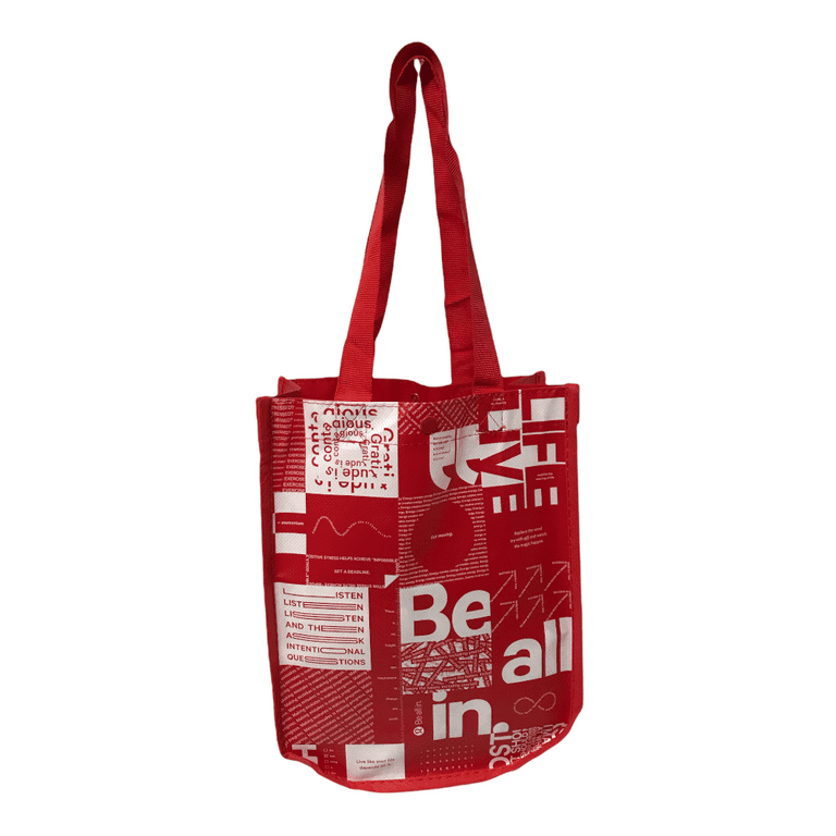 Lululemon Athletica-Unisex Lululemon This is Yoga Reusable Lunch Tote &  Carryall Gym Bag Collapsible, Waterproof, Eco Friendly, Small, Red