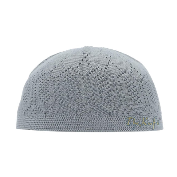 Mercan® Muslim Hat Grey Cotton Open-work Thin Turkish Kufi Taqiyah Head Cap (M)