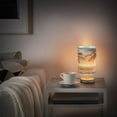 thumbnail image 6 of Retro Palm Tree Sunset Beach Bedside Table Lamp Desk Warm Lights with USB Charging Port Cylinder LED Lamps for Bedroom Living Room Office, 6 of 7