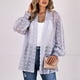 thumbnail image 3 of Cárdigan para mujer con frente abierto y puños elásticos de fibra de poliéster, estilo simple, tops con frente abierto para fiestas, citas, compras, luz Purpul L, 3 of 6