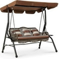thumbnail image 1 of AECOJOY 3 Persons Outdoor Patio Swing Chair with Cushions and Pillows-Brown, Porch Swing, 1 of 8