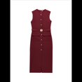 thumbnail image 1 of Vestido Formal de Negocios para Mujer 2025, Sin Mangas, con Botones, Elegante, para Oficina, con Cinturón. Vino Tinto L, 1 of 5